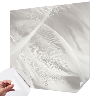 Peel and stick wall mural for living room with a subtle feather pattern