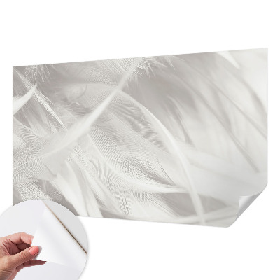 Peel and stick wall mural for living room with a subtle feather pattern