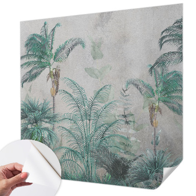 Peel and stick wall mural for bedroom with an exotic oasis design