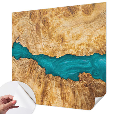3D wall mural with a wood and resin design