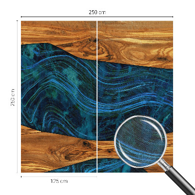 Nursery wall mural with a blue wood pattern