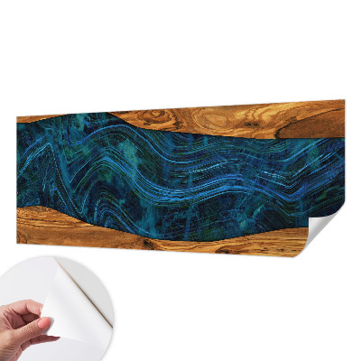 Nursery wall mural with a blue wood pattern