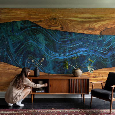 Nursery wall mural Blue wood