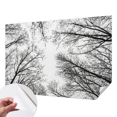 Children's wall mural with bare branches design