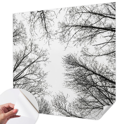 Children's wall mural with bare branches design