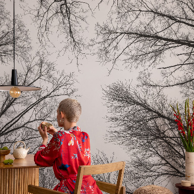 Children's wall mural with bare branches design
