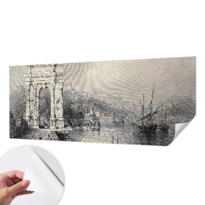 Peel and stick wall mural with a seascape design