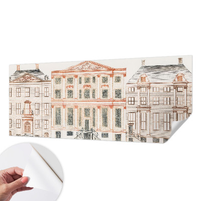Baby room wall mural with a classic buildings design