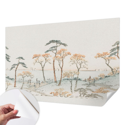 3D wall mural depicting a peaceful landscape