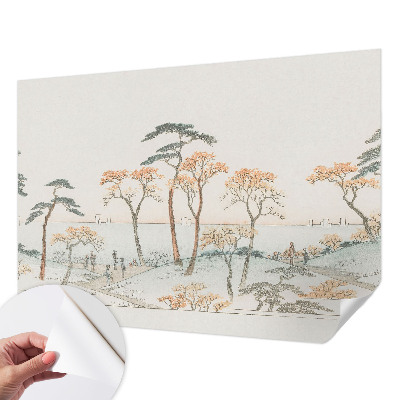 3D wall mural depicting a peaceful landscape