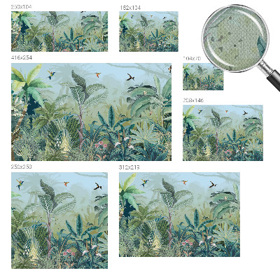 Self-adhesive wall mural with a tropical nature motif