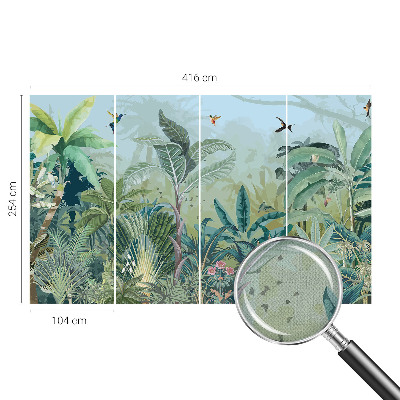 Self-adhesive wall mural with a tropical nature motif