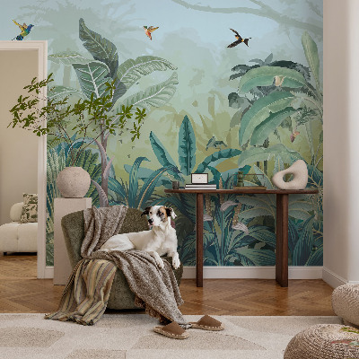 Self-adhesive wall mural with a tropical nature motif