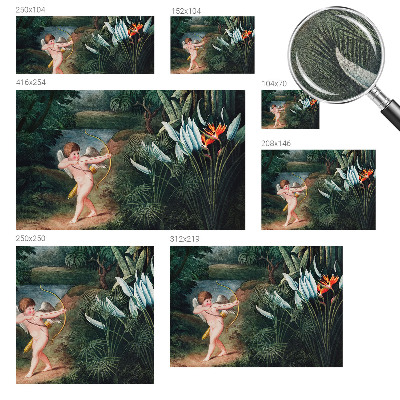Peel and stick wallpaper mural featuring an adorable cupid design