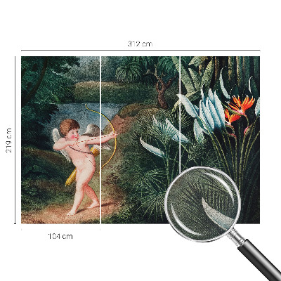 Peel and stick wallpaper mural featuring an adorable cupid design