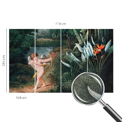 Peel and stick wallpaper mural featuring an adorable cupid design