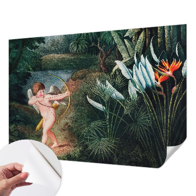 Peel and stick wallpaper mural featuring an adorable cupid design