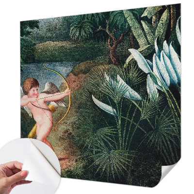 Peel and stick wallpaper mural featuring an adorable cupid design