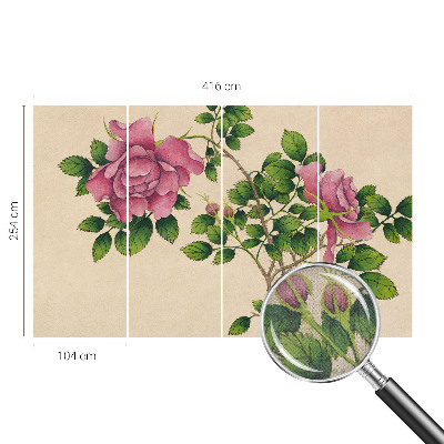 Self-adhesive photo wallpaper with a romantic roses design