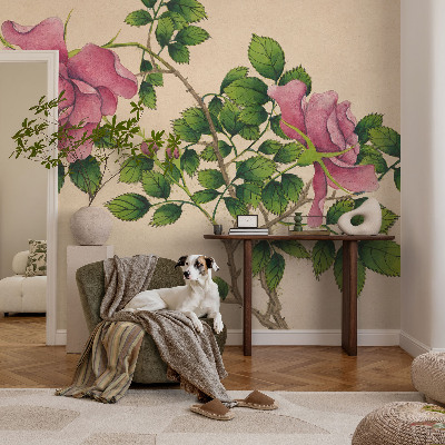 Self-adhesive photo wallpaper with a romantic roses design