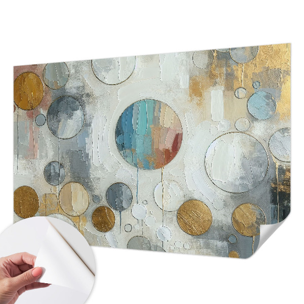 Stick-on wall mural with a geometric circles design