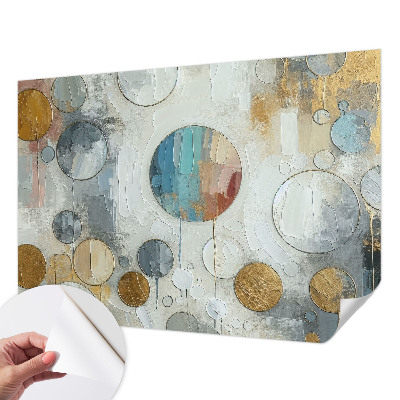Stick-on wall mural with a geometric circles design