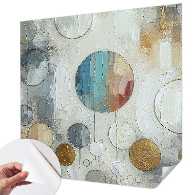 Stick-on wall mural with a geometric circles design