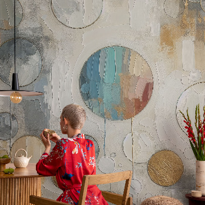 Stick-on wall mural with a geometric circles design