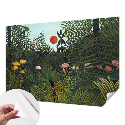 Removable wall mural with an exotic landscape design