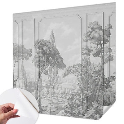 Removable wall mural wallpaper featuring an atmospheric nature scene