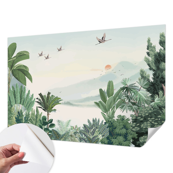 Peel and stick wall mural for living room Tropical oasis