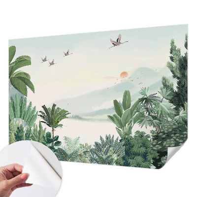 Peel and stick wall mural for living room Tropical oasis