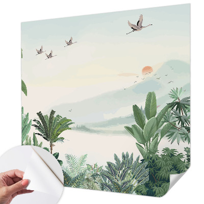 Peel and stick wall mural for living room Tropical oasis