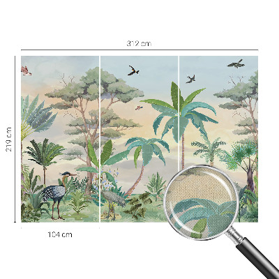 Peel and stick wall mural for bedroom with an exotic flora design