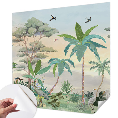 Peel and stick wall mural for bedroom Exotic flora