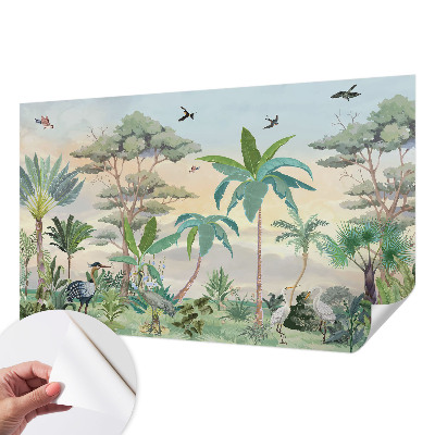Peel and stick wall mural for bedroom with an exotic flora design