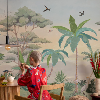 Peel and stick wall mural for bedroom Exotic flora