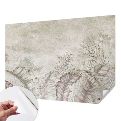 Baby room wall mural with a decorative leaves pattern