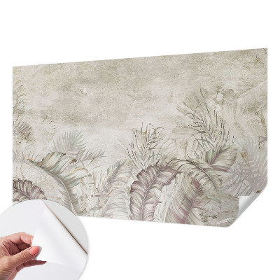 Baby room wall mural with a decorative leaves pattern