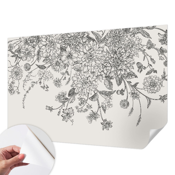 Peel and stick wall mural with a floral pattern