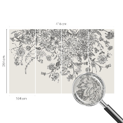 Peel and stick wall mural with a floral pattern