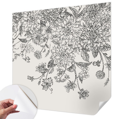 Peel and stick wall mural with a floral pattern