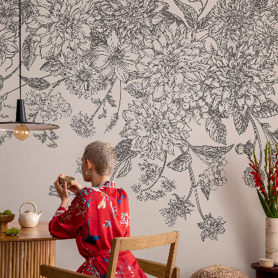 Peel and stick wall mural with a floral pattern
