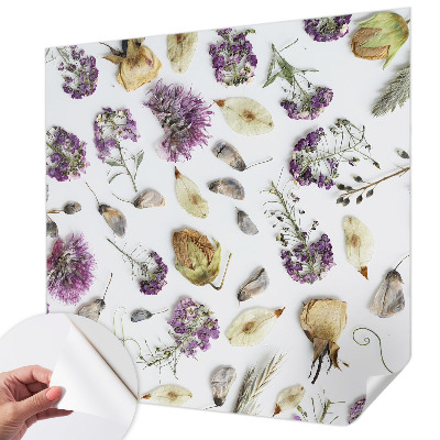 Peel and stick wallpaper mural with a dried flowers design
