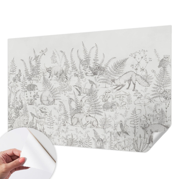 Stick-on wall mural with a forest animals motif