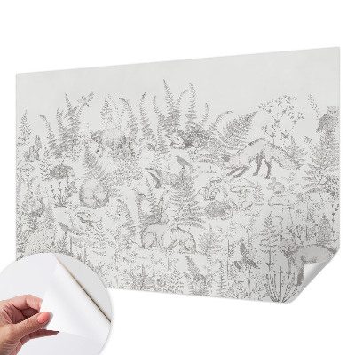 Stick-on wall mural with a forest animals motif