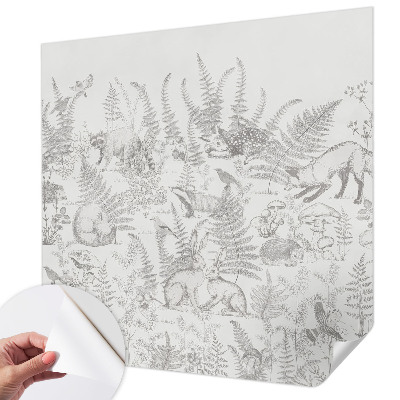 Stick-on wall mural with a forest animals motif