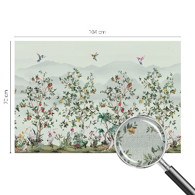 Removable wall mural with an exotic trees design