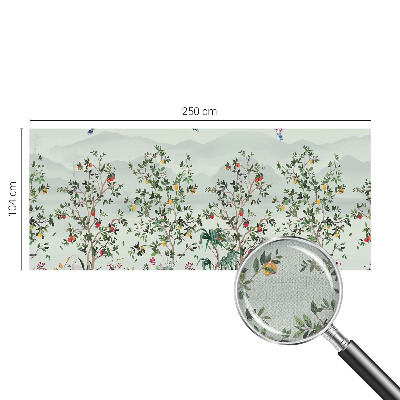 Removable wall mural with an exotic trees design