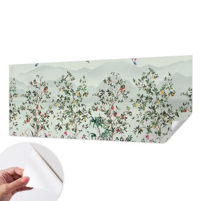 Removable wall mural with an exotic trees design